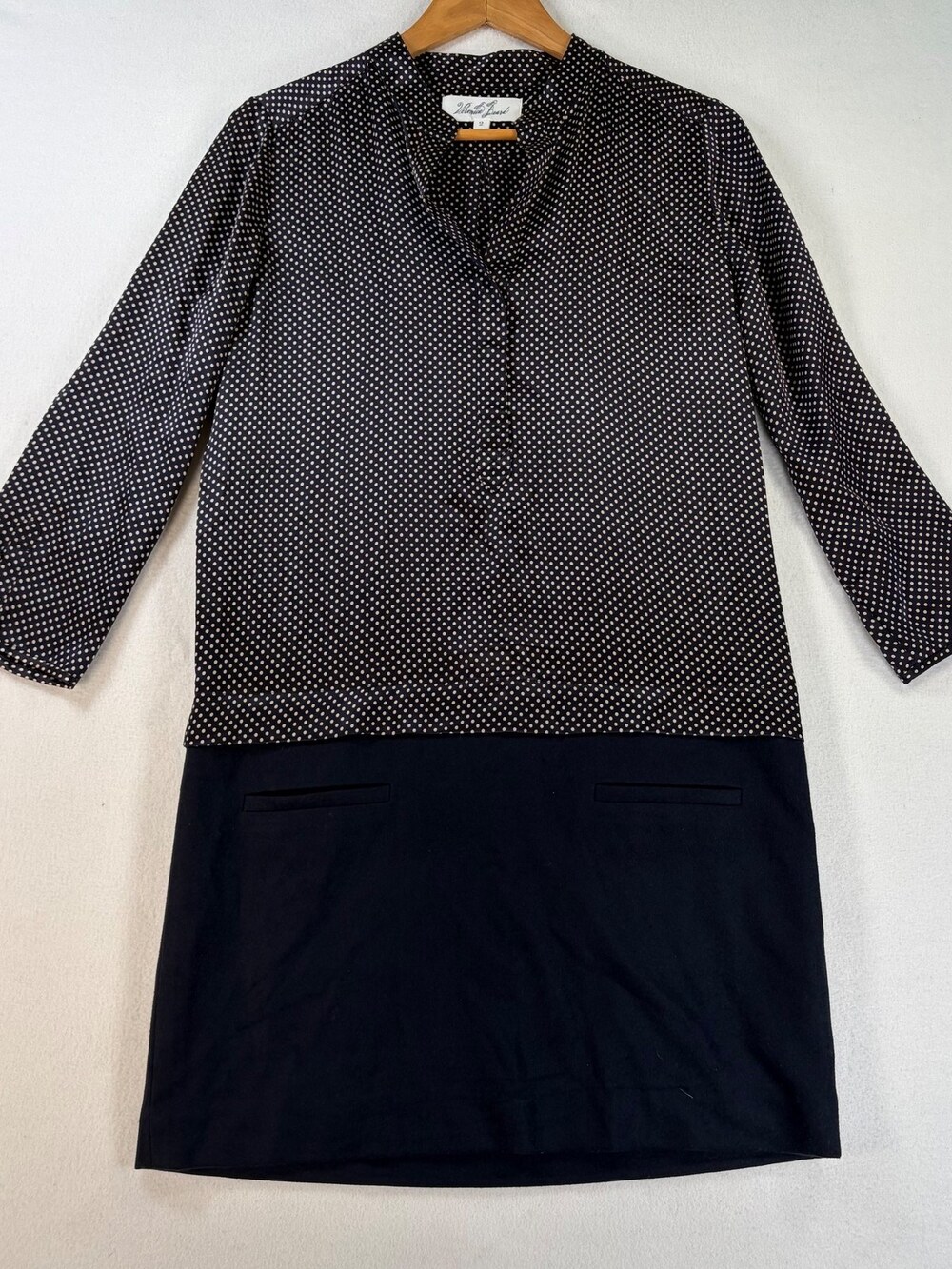 Veronica Beard Shift Dress Polka Dot Silk Wool Navy Women's Size 2